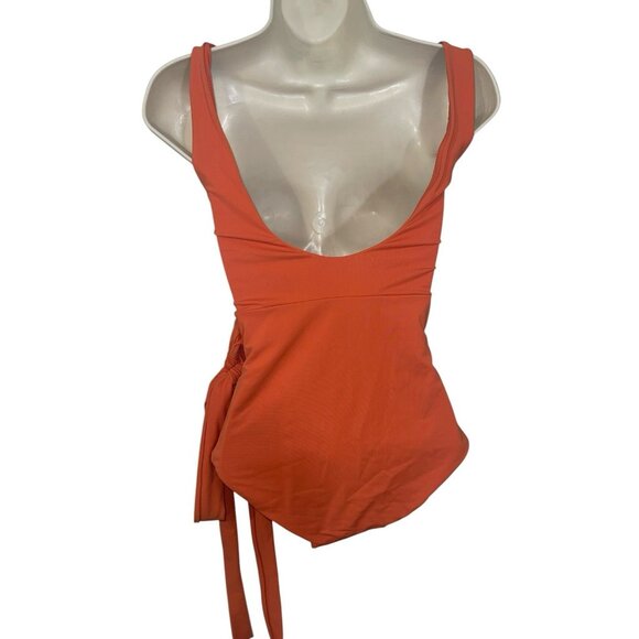 PEGGY HARTANTO Women's Size 4 Orange Cutout Side Tie Swimsuit One Piece READ - Picture 2 of 10